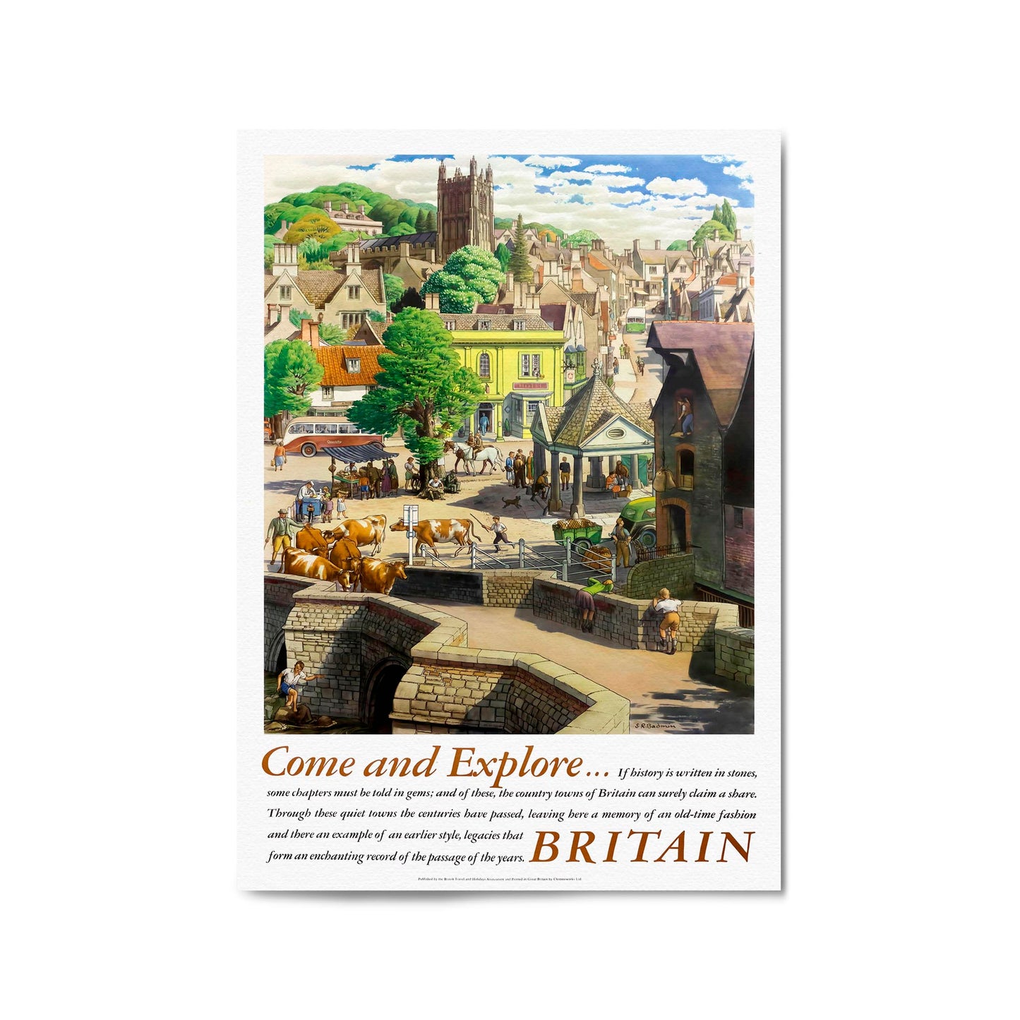 Britain's Country Towns by S.R. Badmin | Framed Vintage Travel Poster