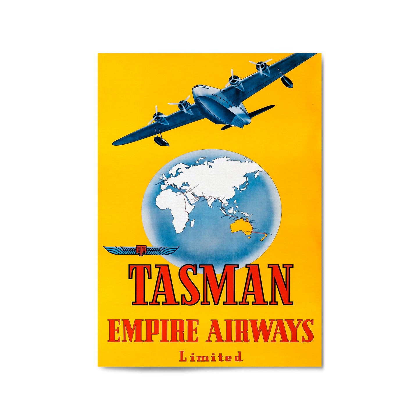 Australia & New Zealand by Tasman Empire Airways | Framed Vintage Travel Poster