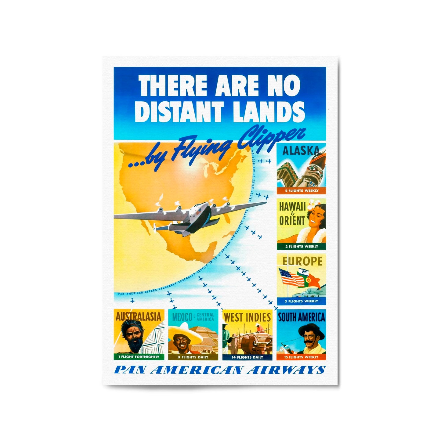 Pan American Airways "Distant Lands" | Framed Vintage Travel Poster