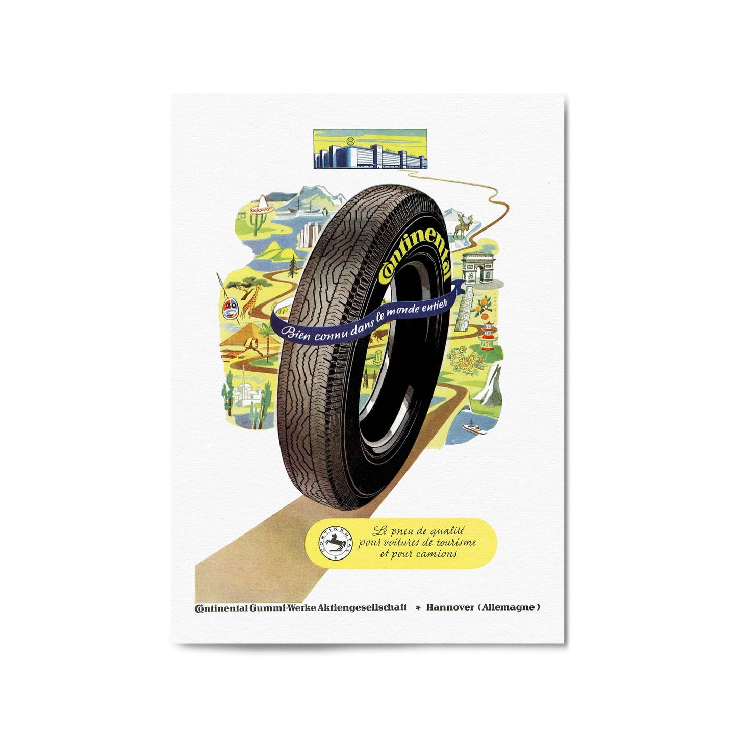 Continental Tyres French | Framed Vintage Poster