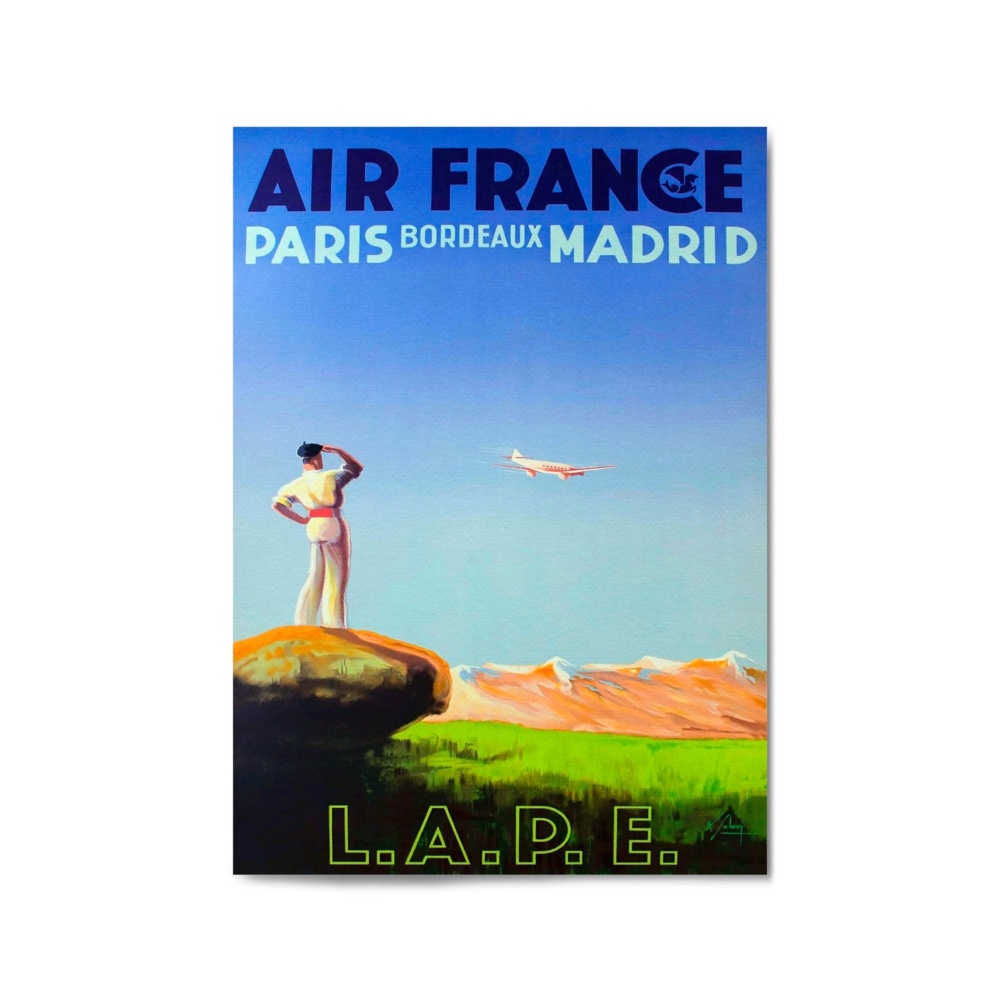Air France Paris, Bordeaux & Madrid by by Albert Solon | Framed Vintage Travel Poster