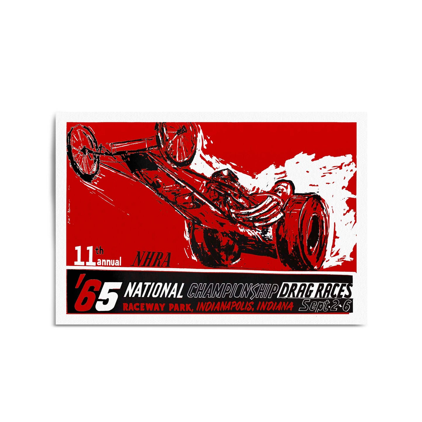 1965 "National Championship Drag Races" Indianapolis Motorsport | Framed Vintage Poster