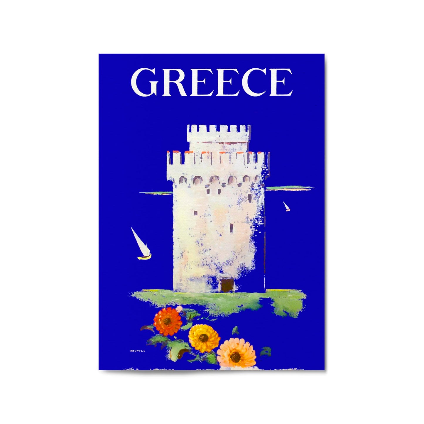 Salonica White Tower of Thessaloniki, Greece by Boswell | Framed Vintage Travel Poster
