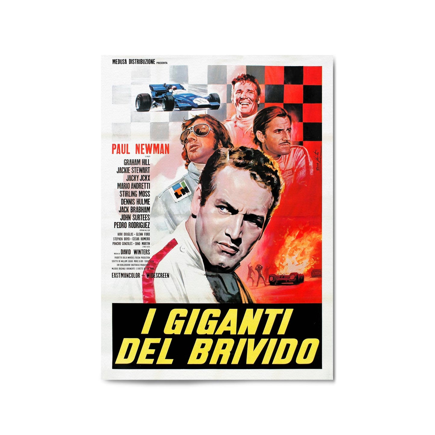 Motorsport "Once Upon A Wheel" Italian Movie | Framed Vintage Poster