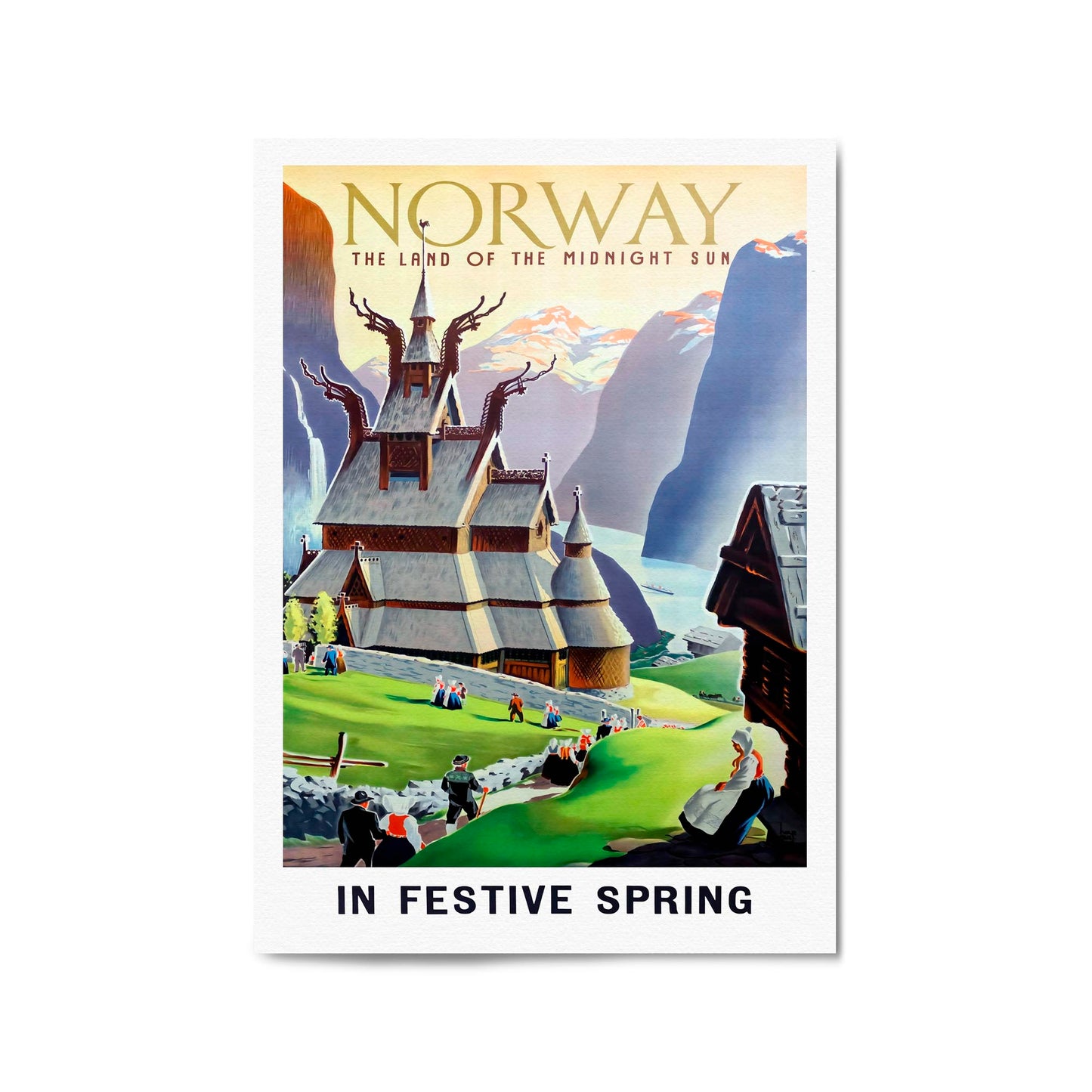 Norway "The Land of the Midnight Sun in Festive Spring" | Framed Vintage Travel Poster