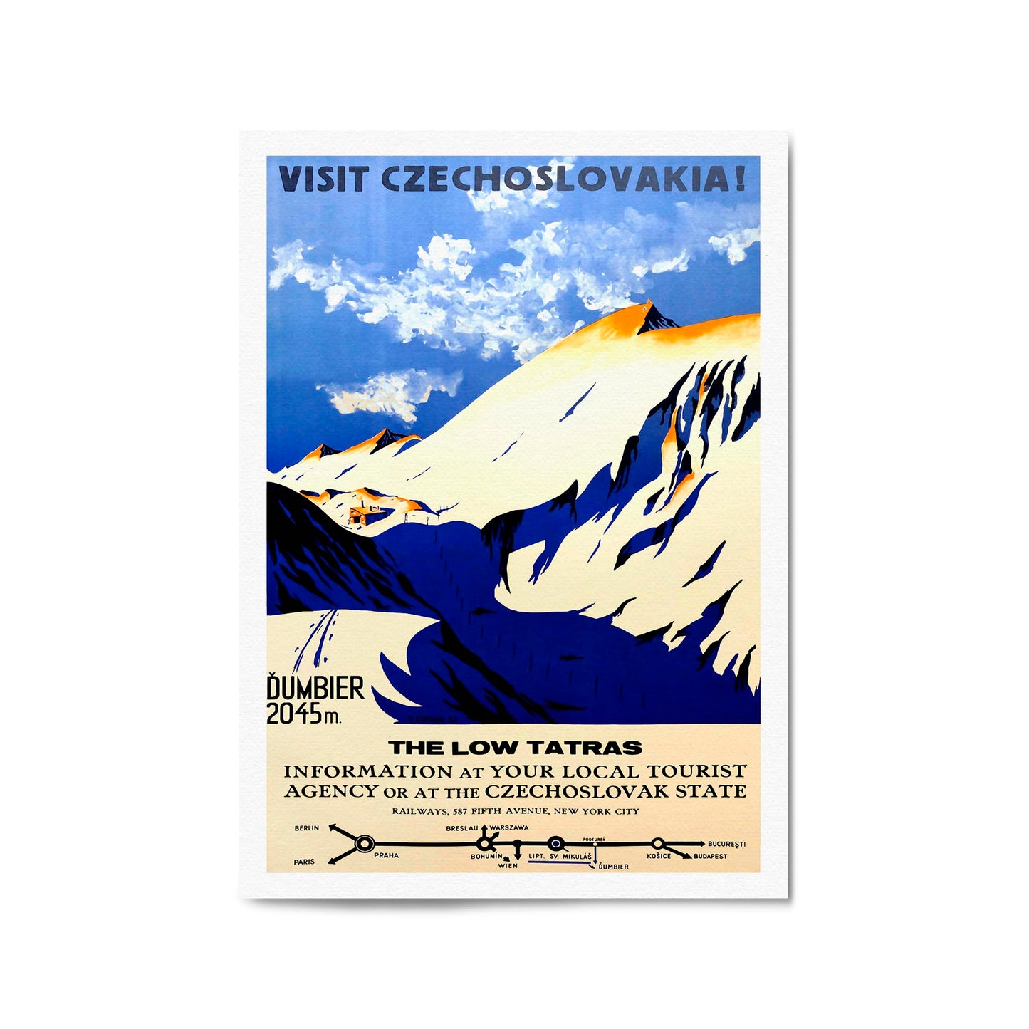 Visit Czechoslovakia - The Low Tatras | Framed Vintage Travel Poster