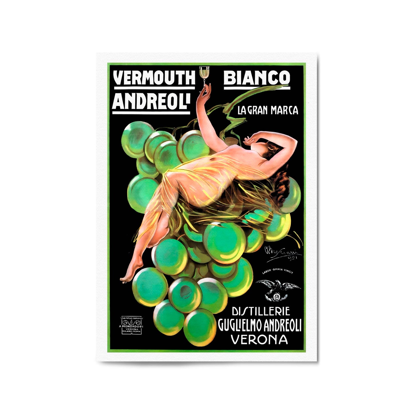Vermouth Bianco Andreol by Attilio Bresciani | Framed Vintage Drink Poster