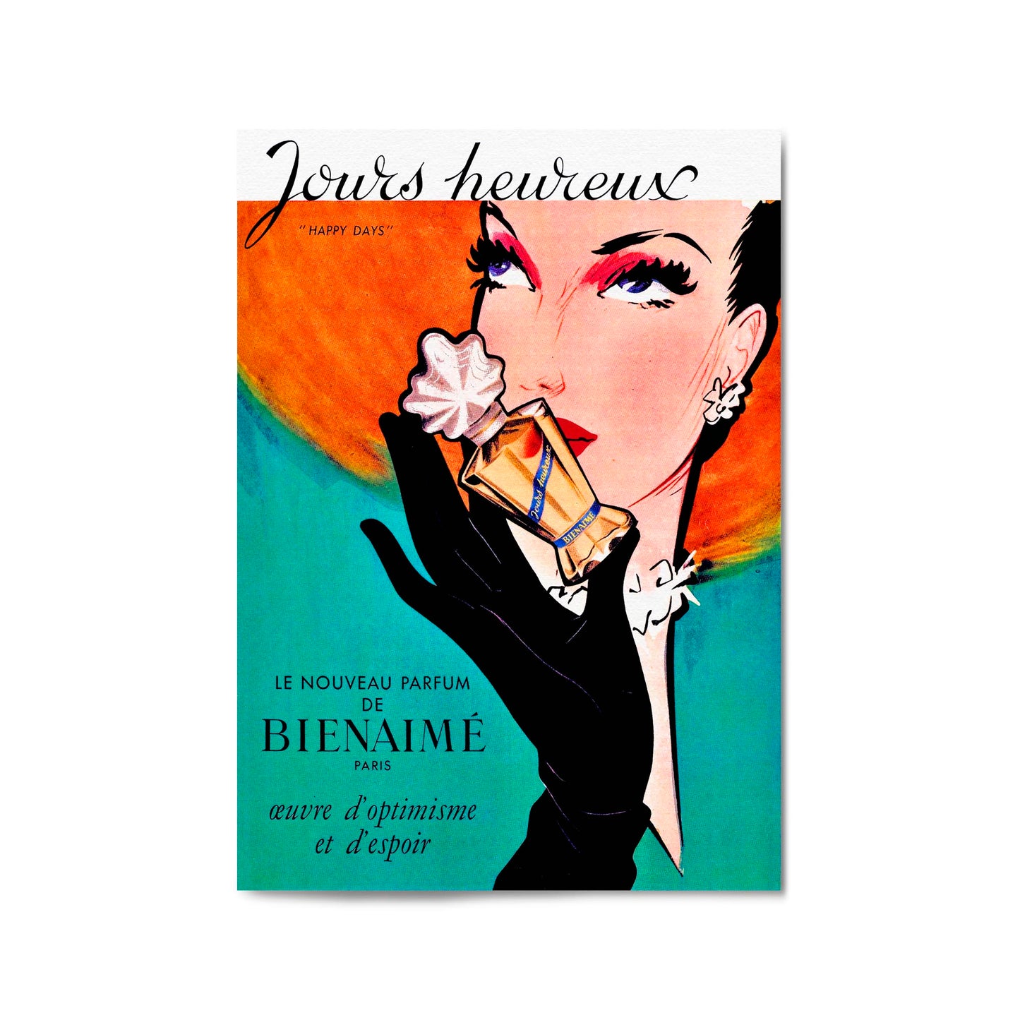 French Perfume "Jours Heureux" | Framed Vintage Poster