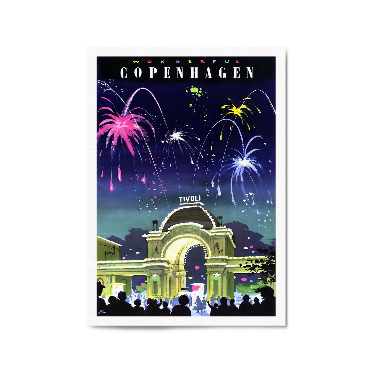 Copenhagen, Denmark - Tivoli Gardens | Framed Vintage Travel Poster