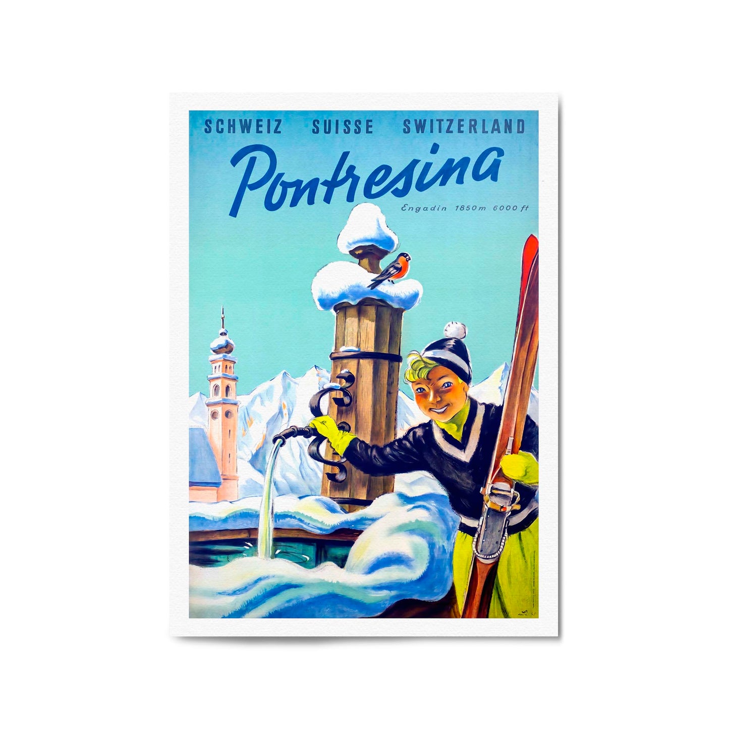 Pontresina, Switzerland | Framed Vintage Travel Poster
