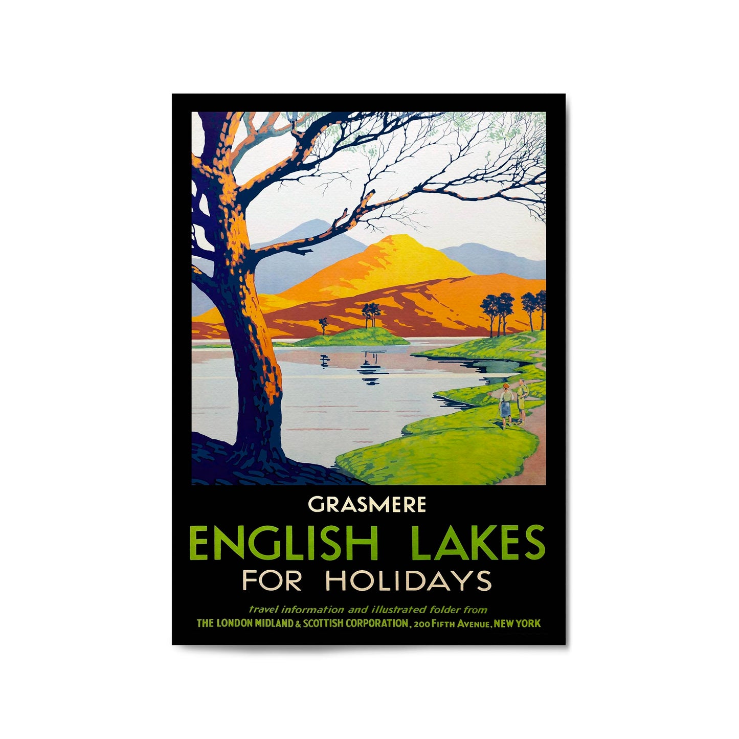 The Lake District, England "Grasmere for Holidays" | Framed Vintage Travel Poster
