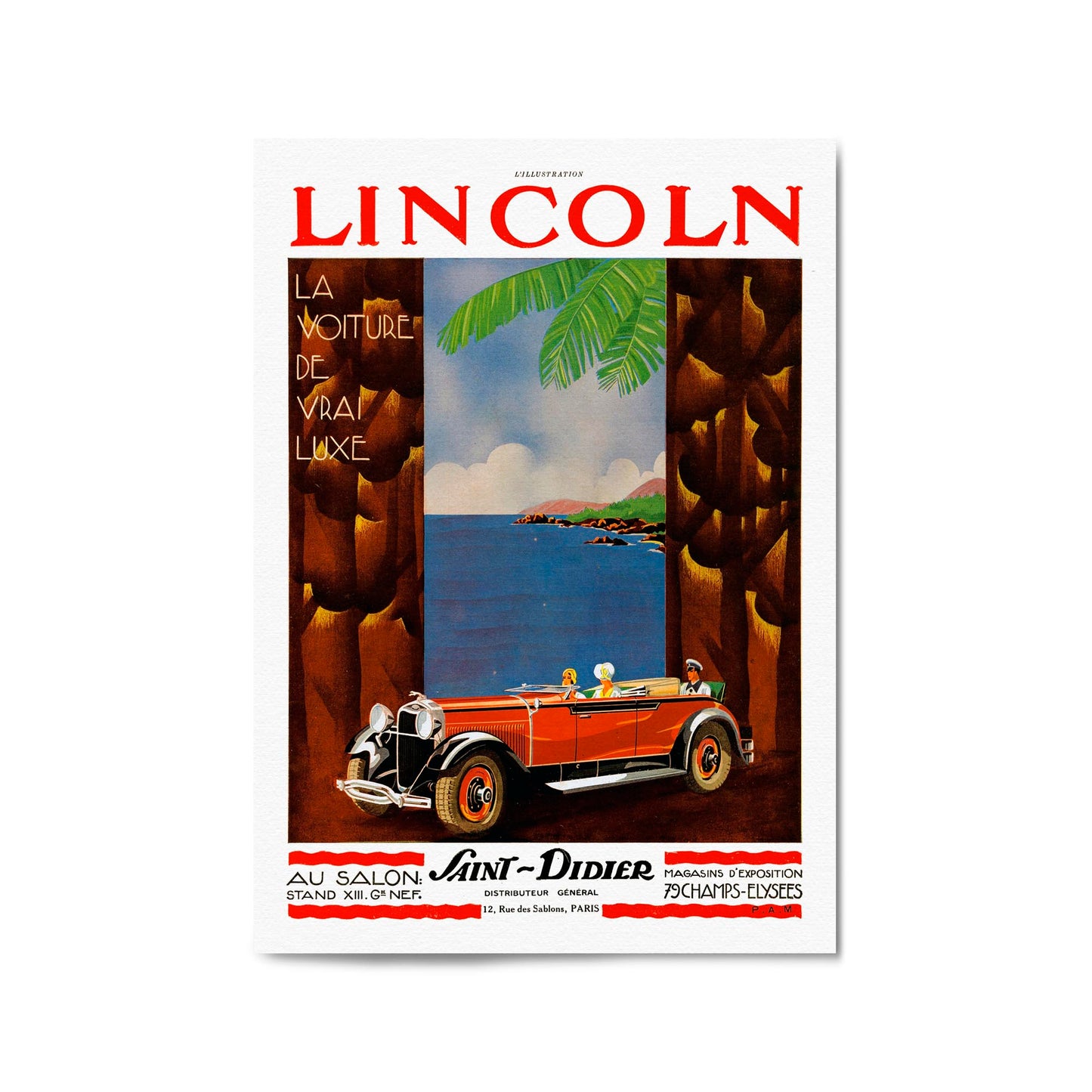 "Lincoln Saint Didier" French Car | Framed Vintage Poster
