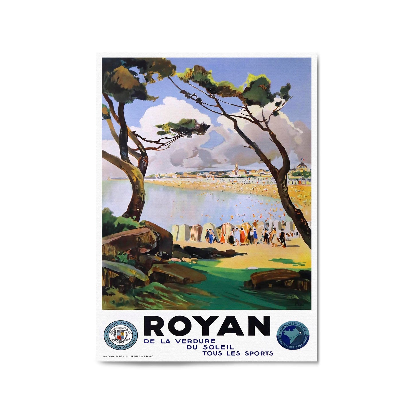 Beach of Royan, France "De La Verdure Du Soleil Tous Les Sports" | Framed Vintage Travel Poster