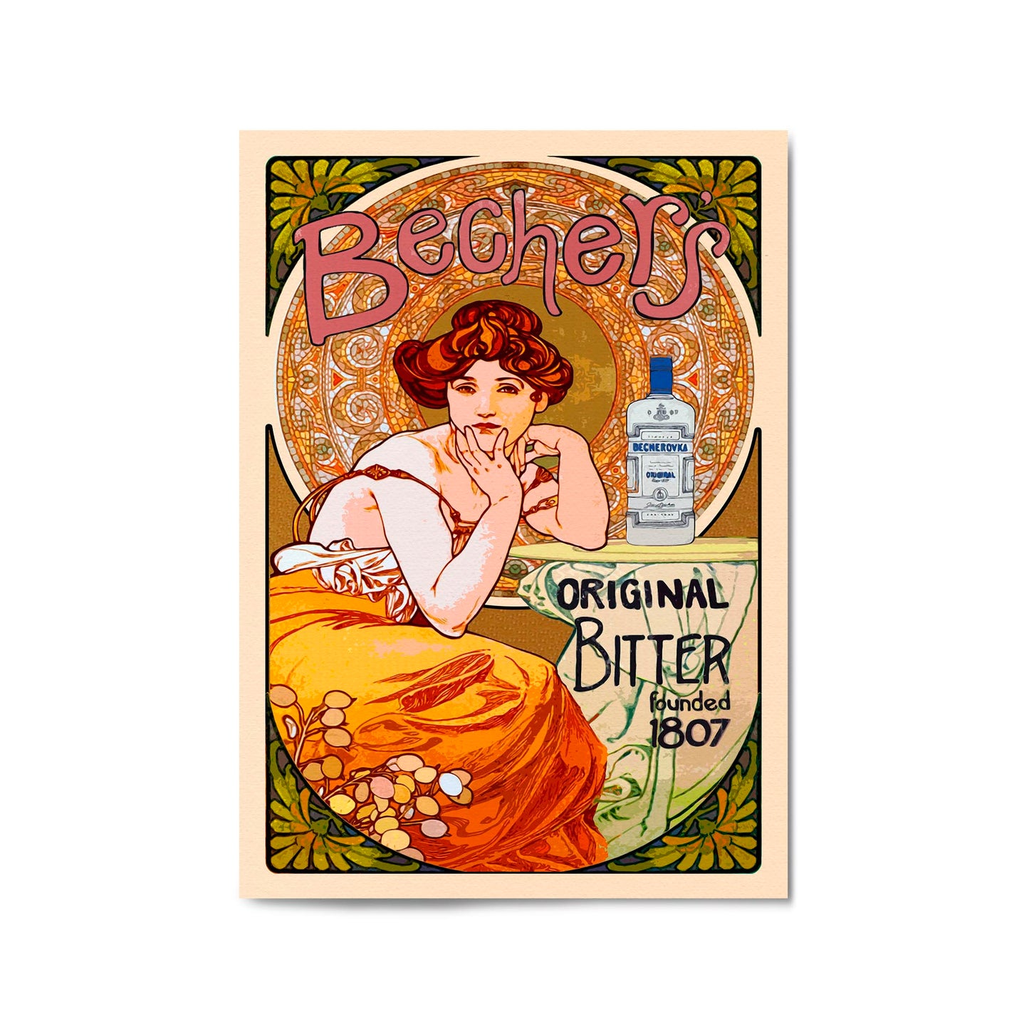 Bechers Bitter Since 1807 by Alphonse Mucha | Framed Vintage Poster