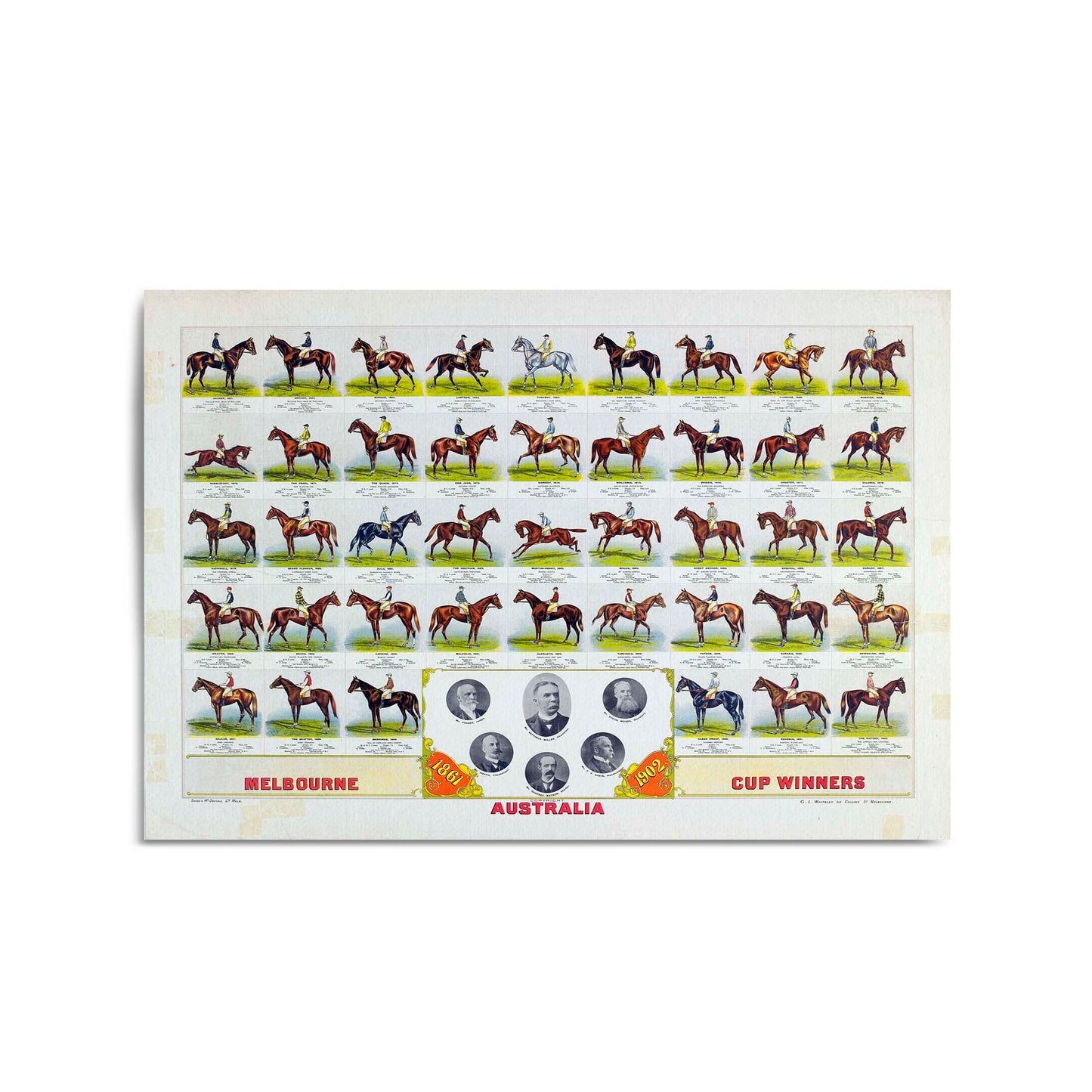 Melbourne Cup Winners 1861 to 1902, Australia | Framed Vintage Poster