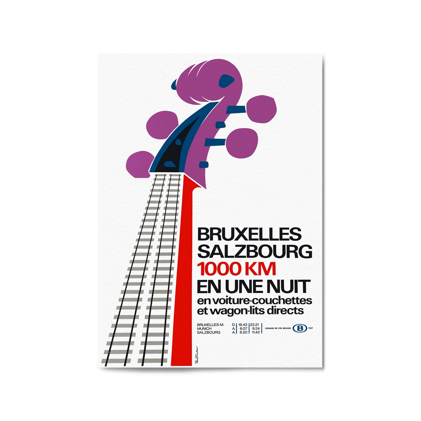 Brussels - Salzburg Night Train | Framed Vintage Travel Poster