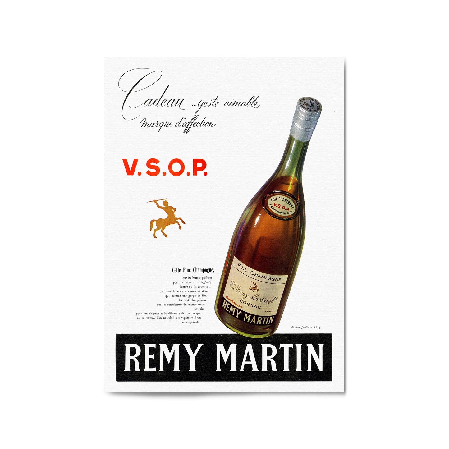 Remy Martin Cognac Champagne Wine | Framed Vintage Poster
