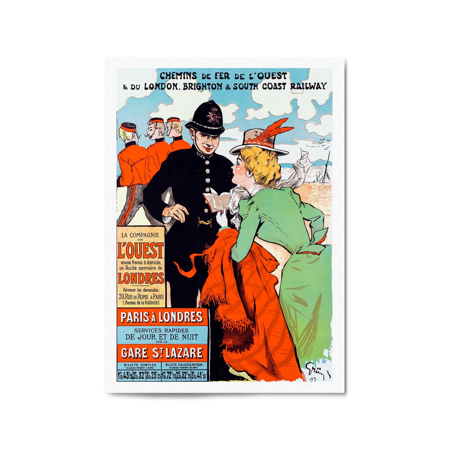 French Railways - Paris to London | Framed Vintage Travel Poster