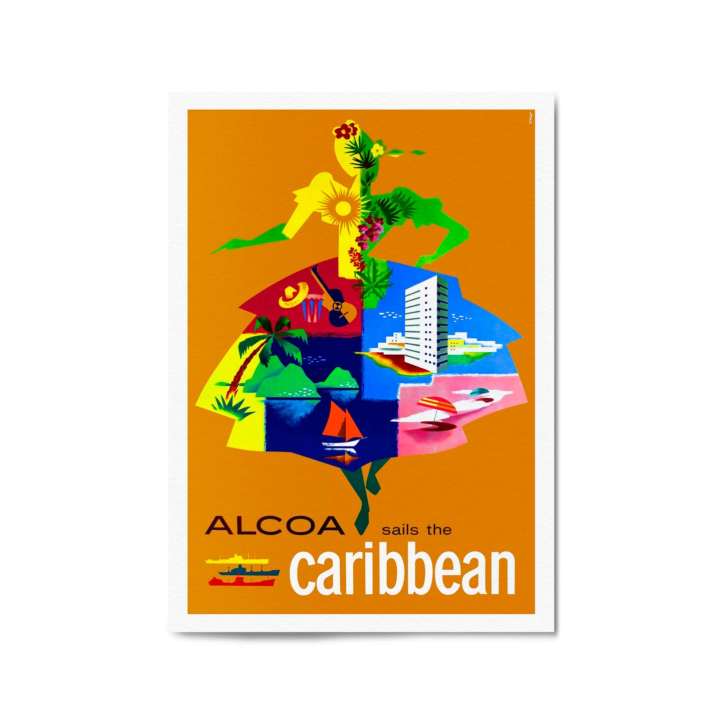 Alcoa Sails the Caribbean | Framed Vintage Travel Poster