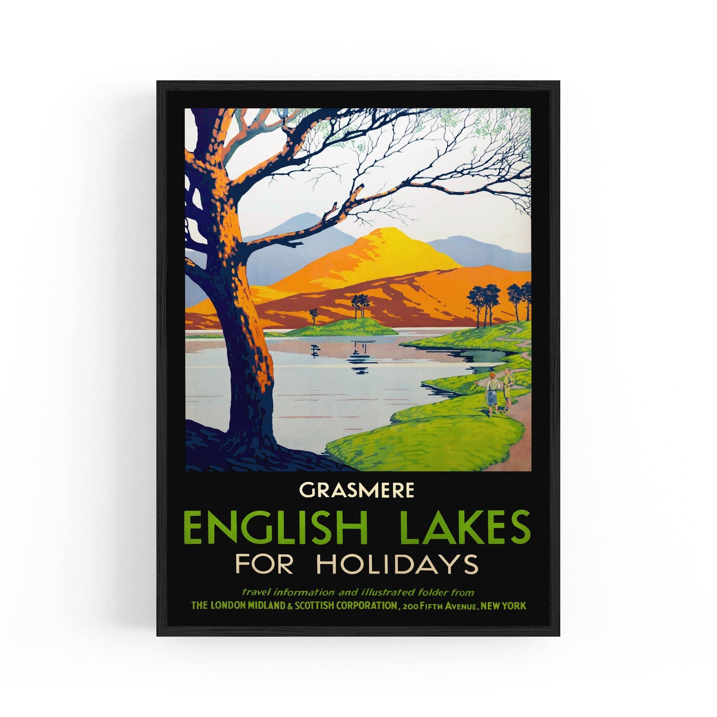 The Lake District, England "Grasmere for Holidays" | Framed Vintage Travel Poster