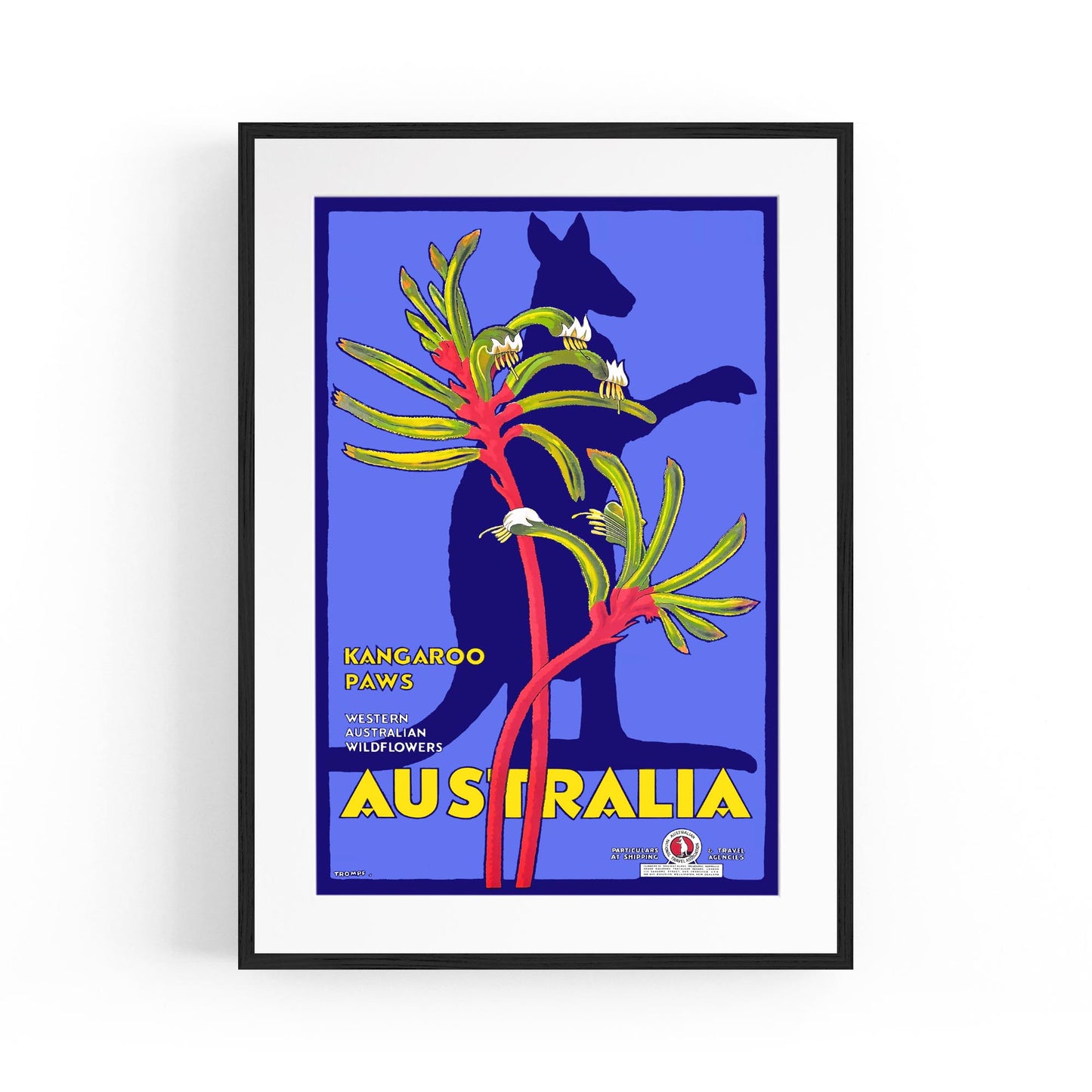 Western Australia Kangaroo | Framed Vintage Travel Poster