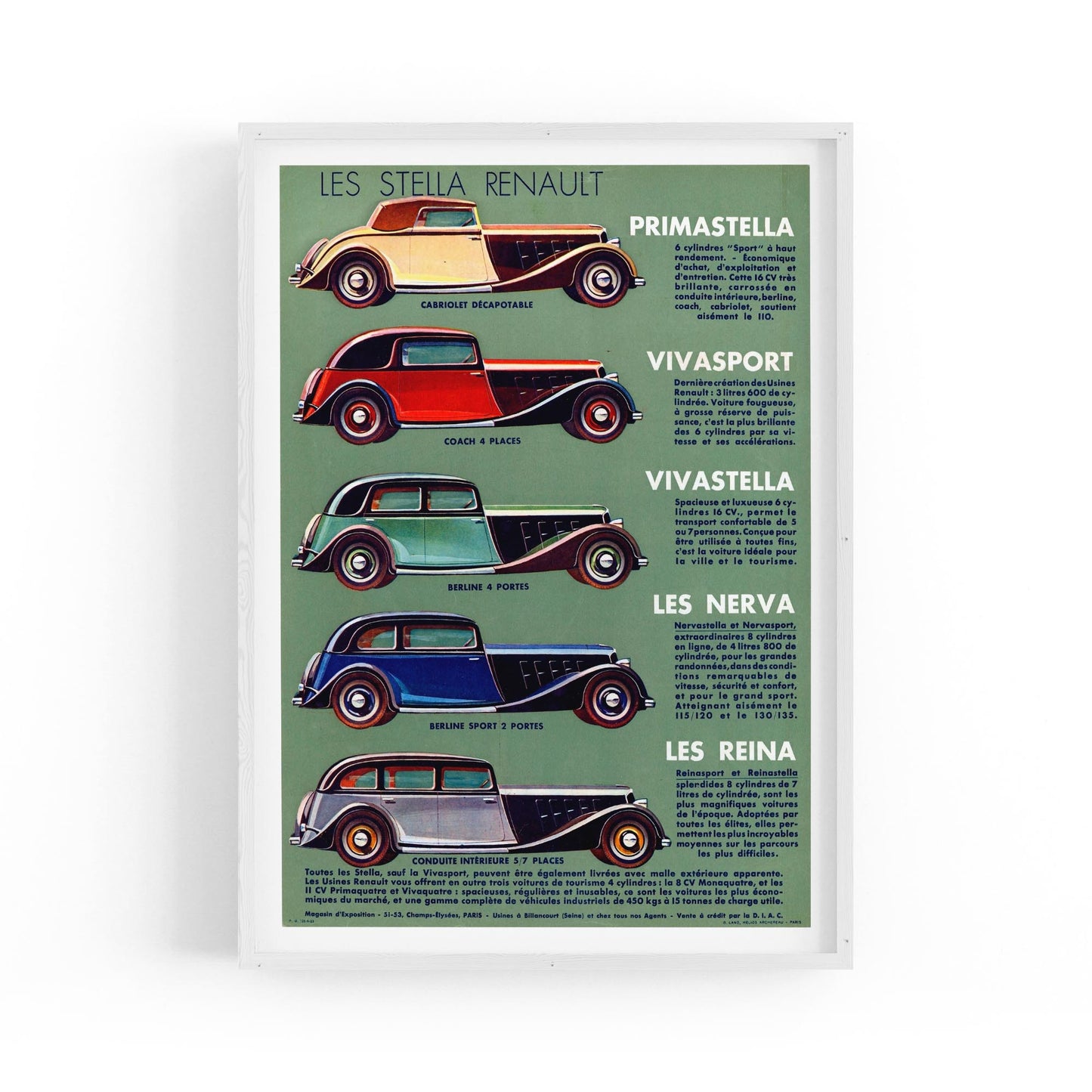 "The Renault Stars" (Les Stella Renault) French Car | Framed Vintage Poster