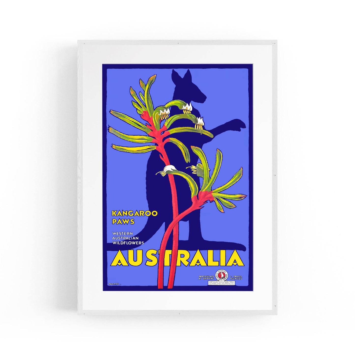 Western Australia Kangaroo | Framed Vintage Travel Poster