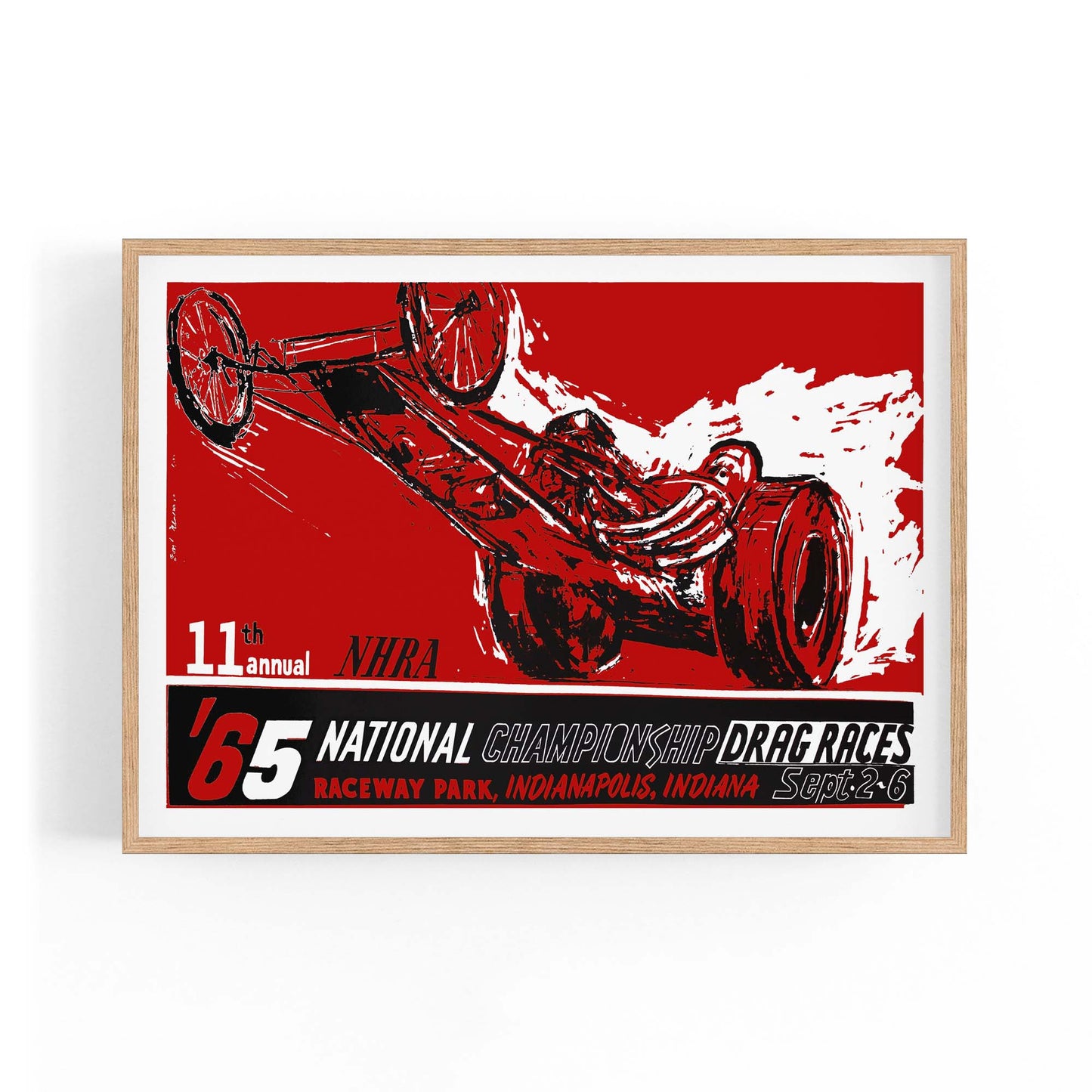 1965 "National Championship Drag Races" Indianapolis Motorsport | Framed Vintage Poster