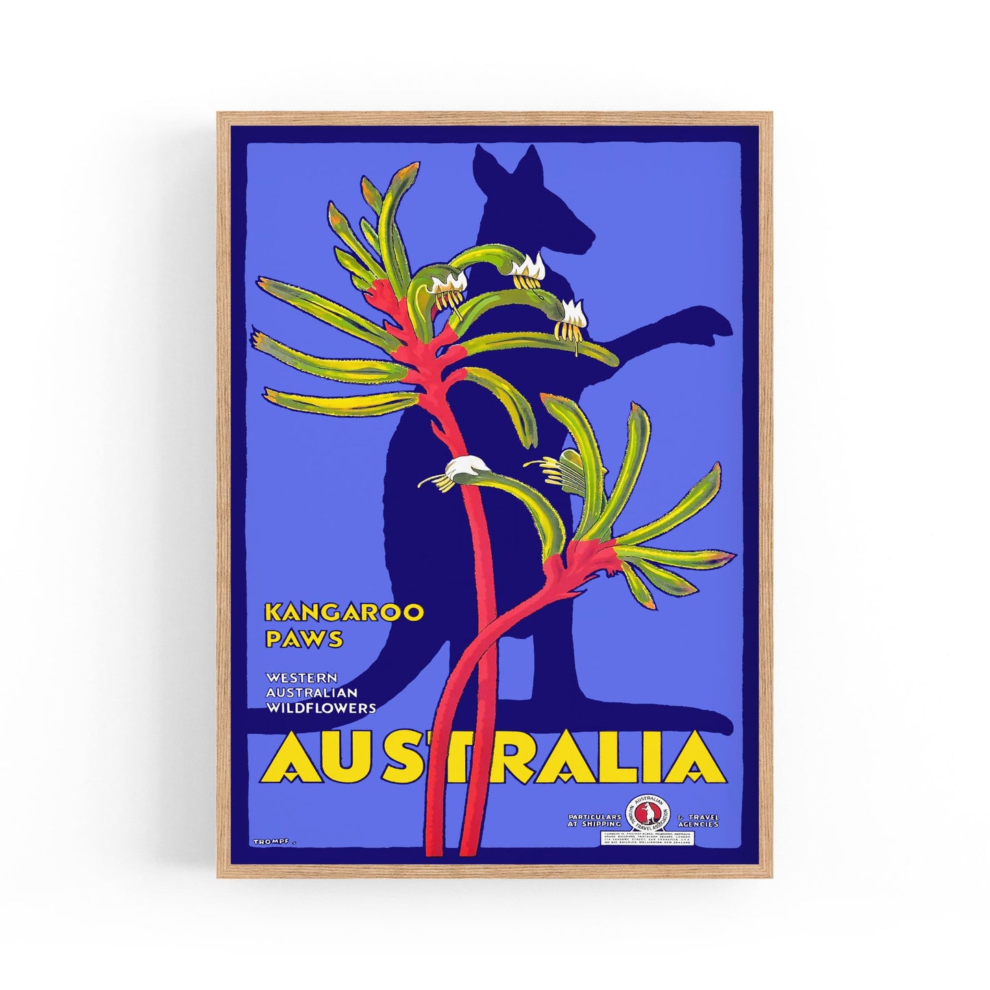 Western Australia Kangaroo | Framed Vintage Travel Poster