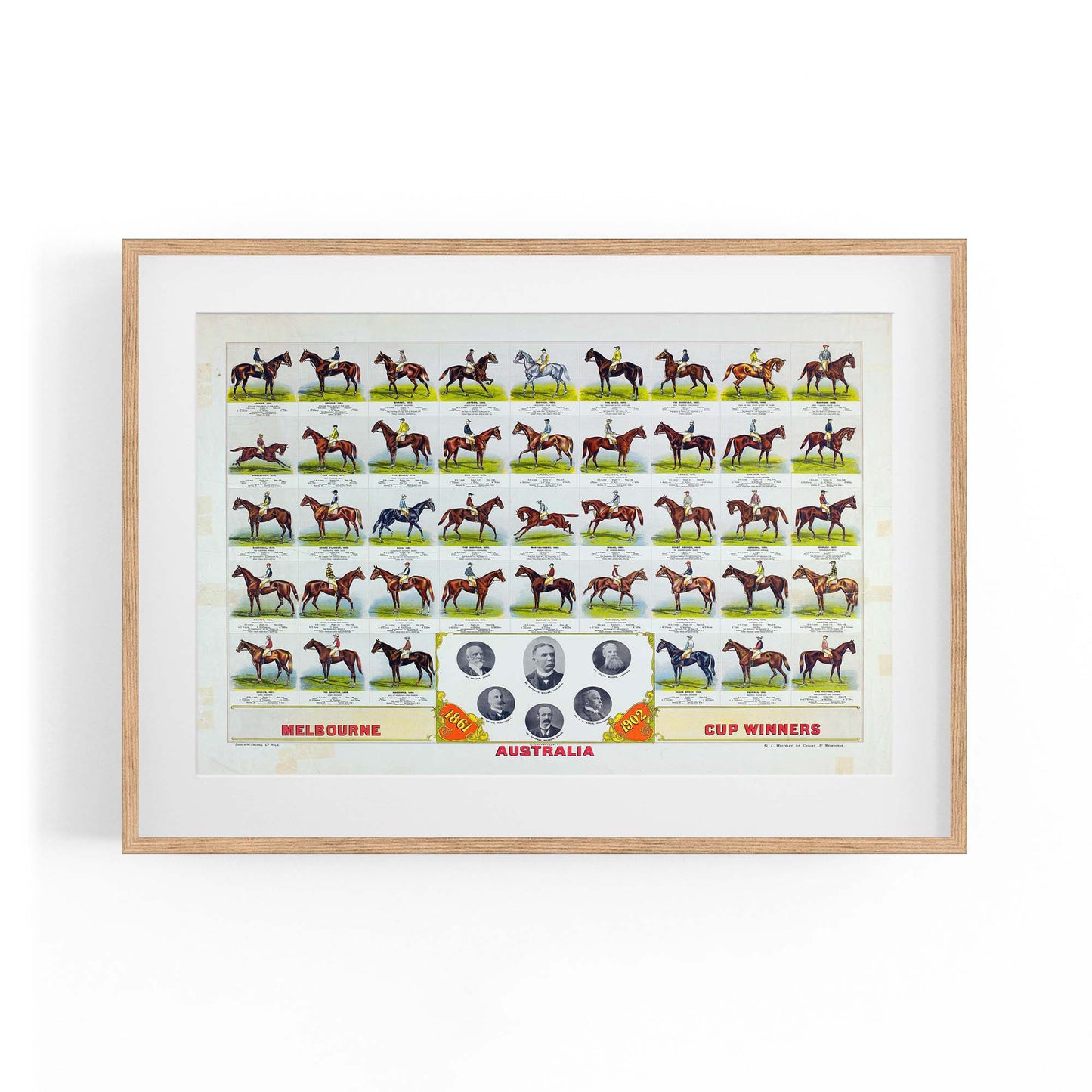 Melbourne Cup Winners 1861 to 1902, Australia | Framed Vintage Poster