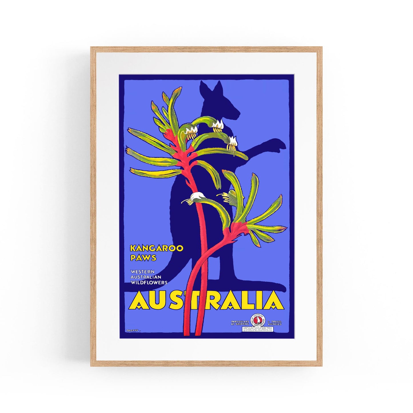 Western Australia Kangaroo | Framed Vintage Travel Poster