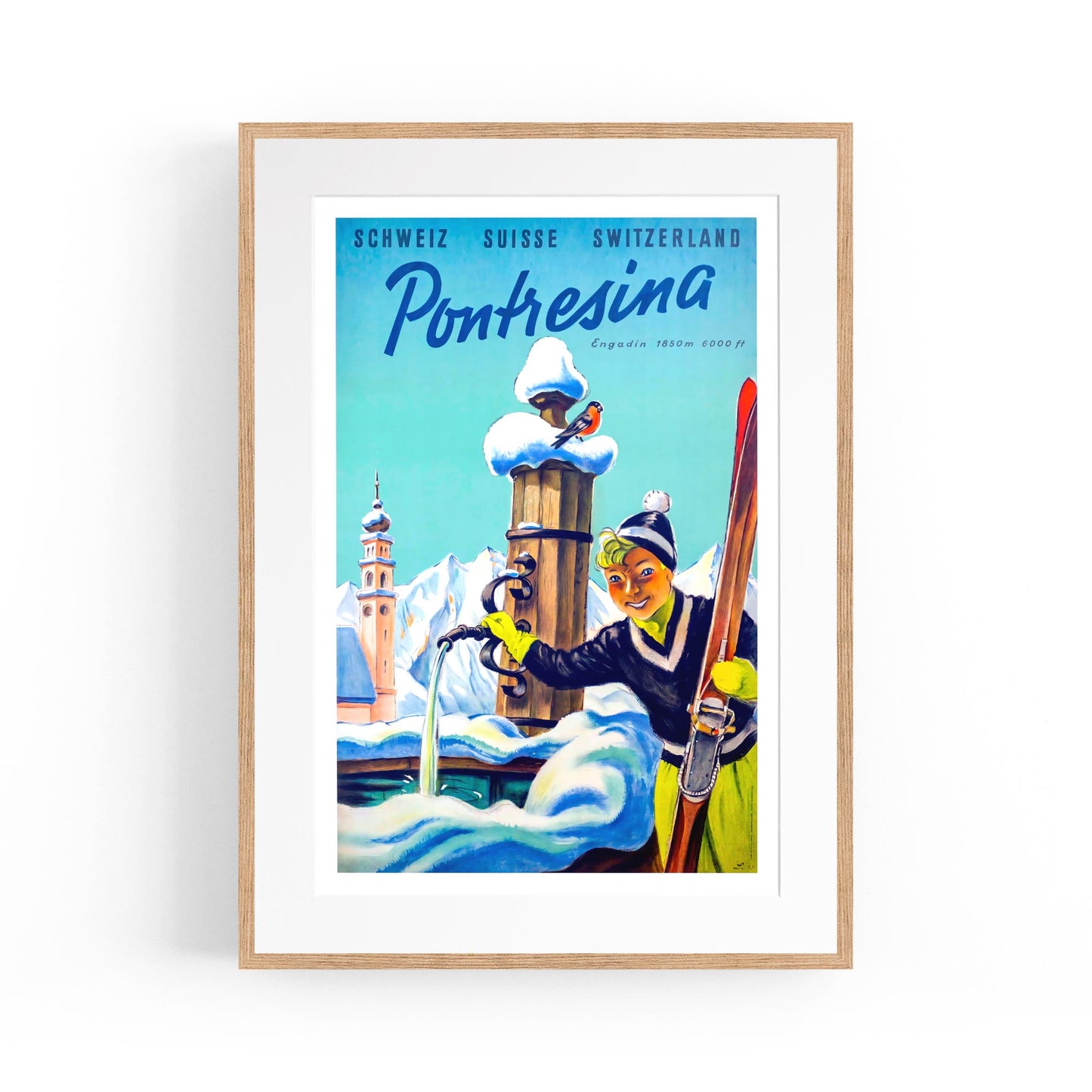 Pontresina, Switzerland | Framed Vintage Travel Poster