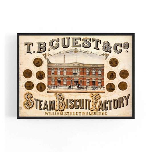T.B. Guest Steam Biscuit Factory Melbourne Australia | Framed Vintage Poster