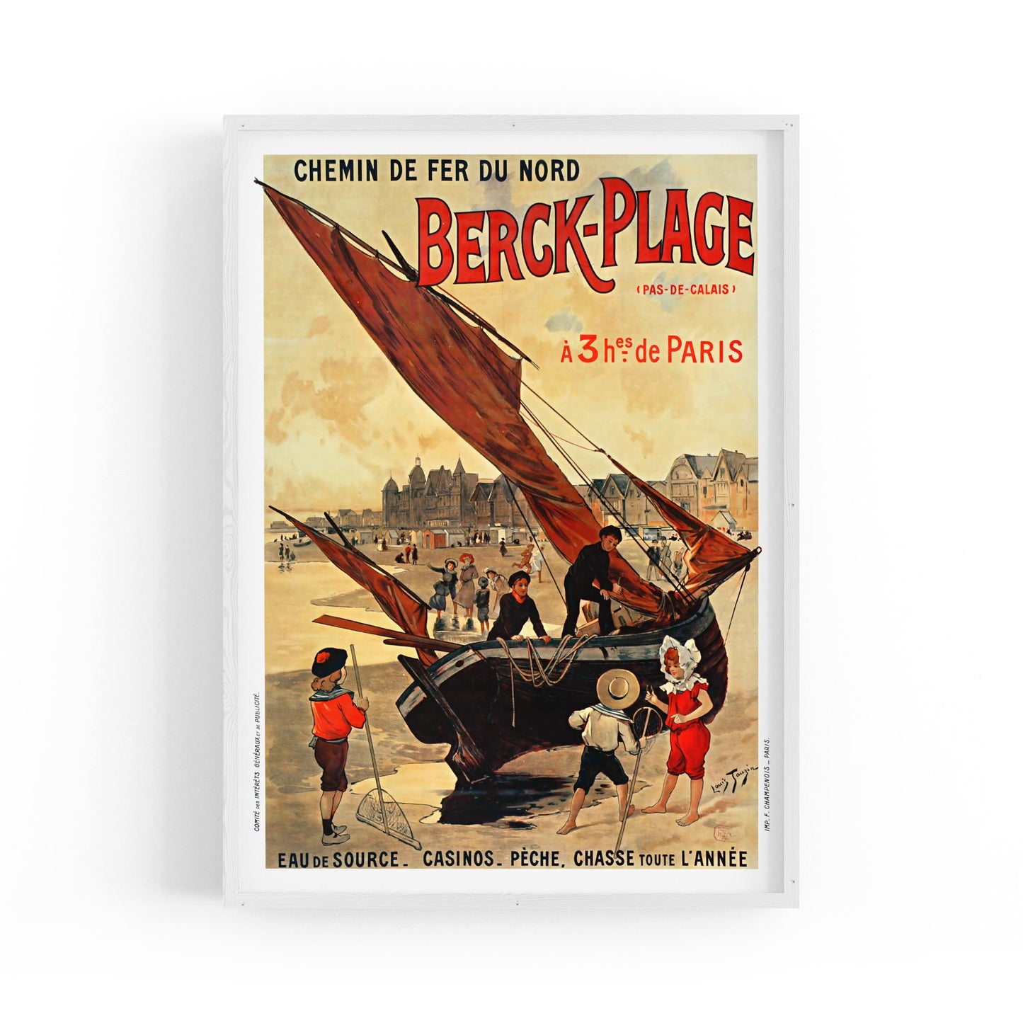 Berck-Plage, France "Chemin de Fer du Nord" | Framed Vintage Travel Poster