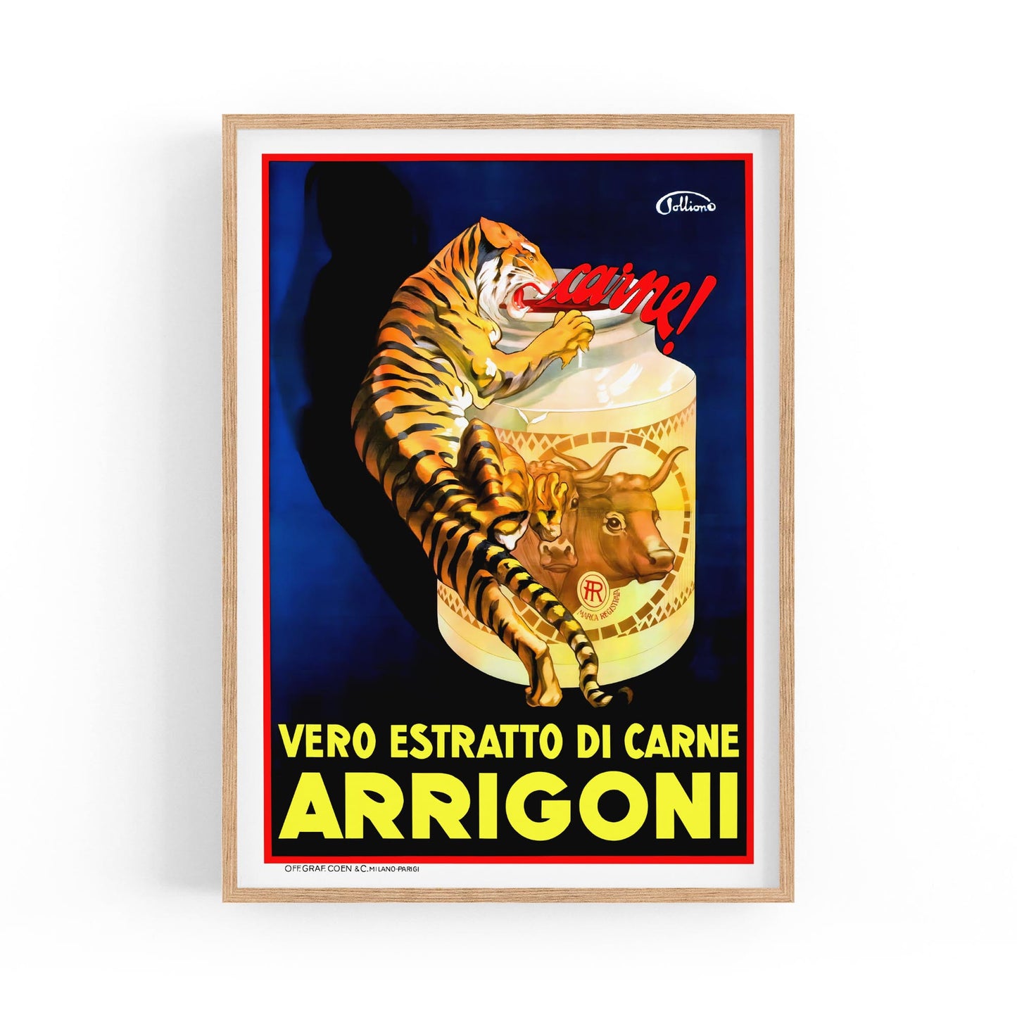 Arrigoni Meat Extract by Sigon Pollione | Framed Vintage Poster