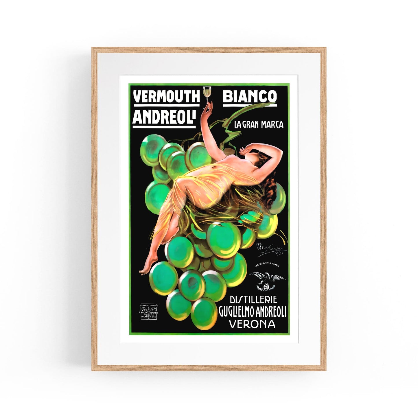 Vermouth Bianco Andreol by Attilio Bresciani | Framed Vintage Drink Poster
