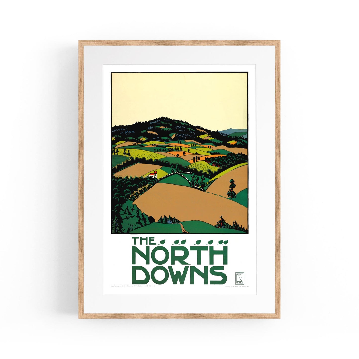 The North Downs Countryside, Britain | Framed Vintage Travel Poster
