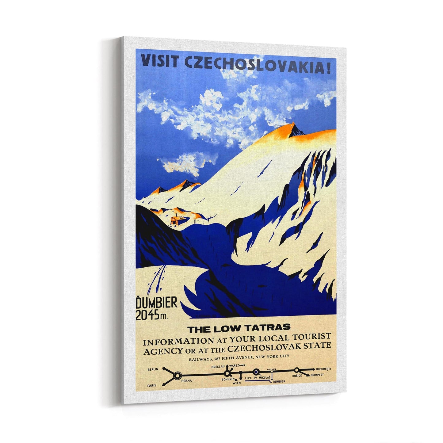 Visit Czechoslovakia - The Low Tatras | Framed Canvas Vintage Travel Advertisement