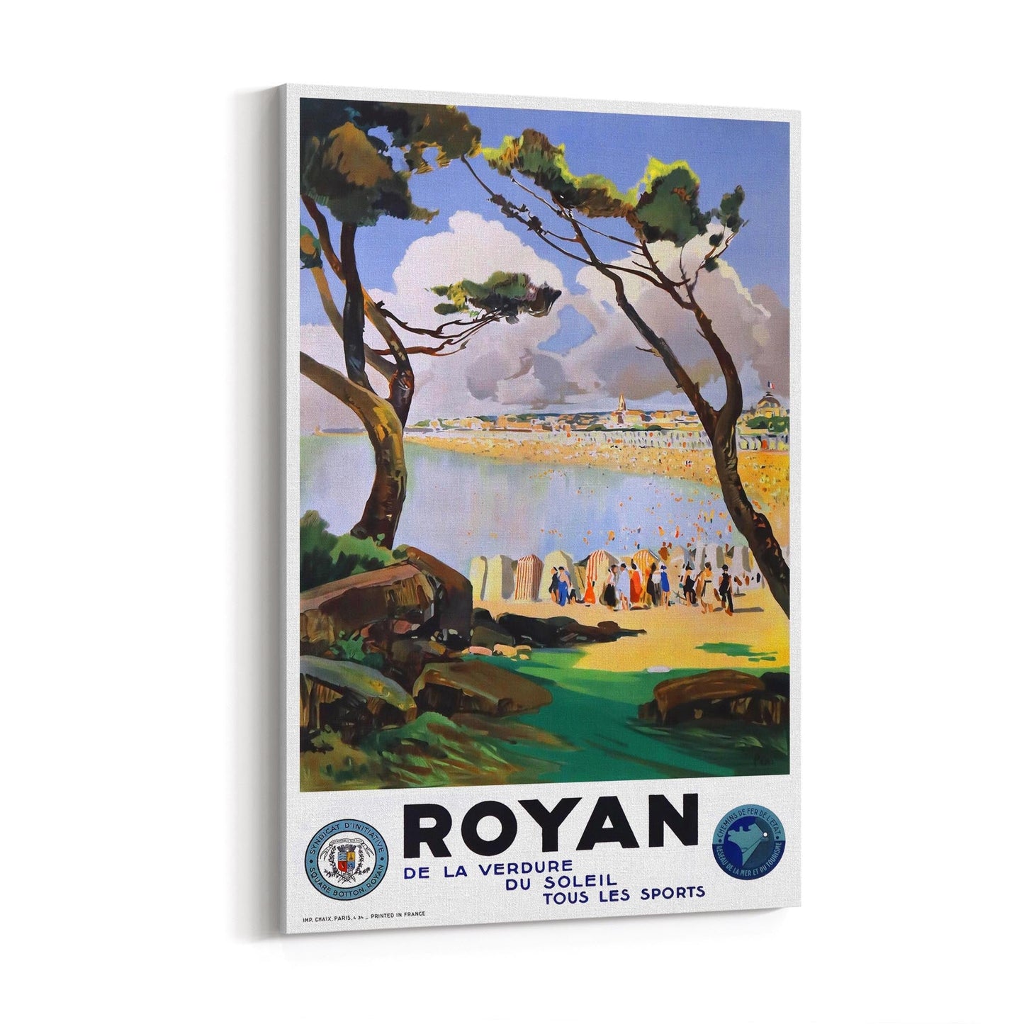Beach of Royan, France "De La Verdure Du Soleil Tous Les Sports" | Framed Canvas Vintage Travel Advertisement