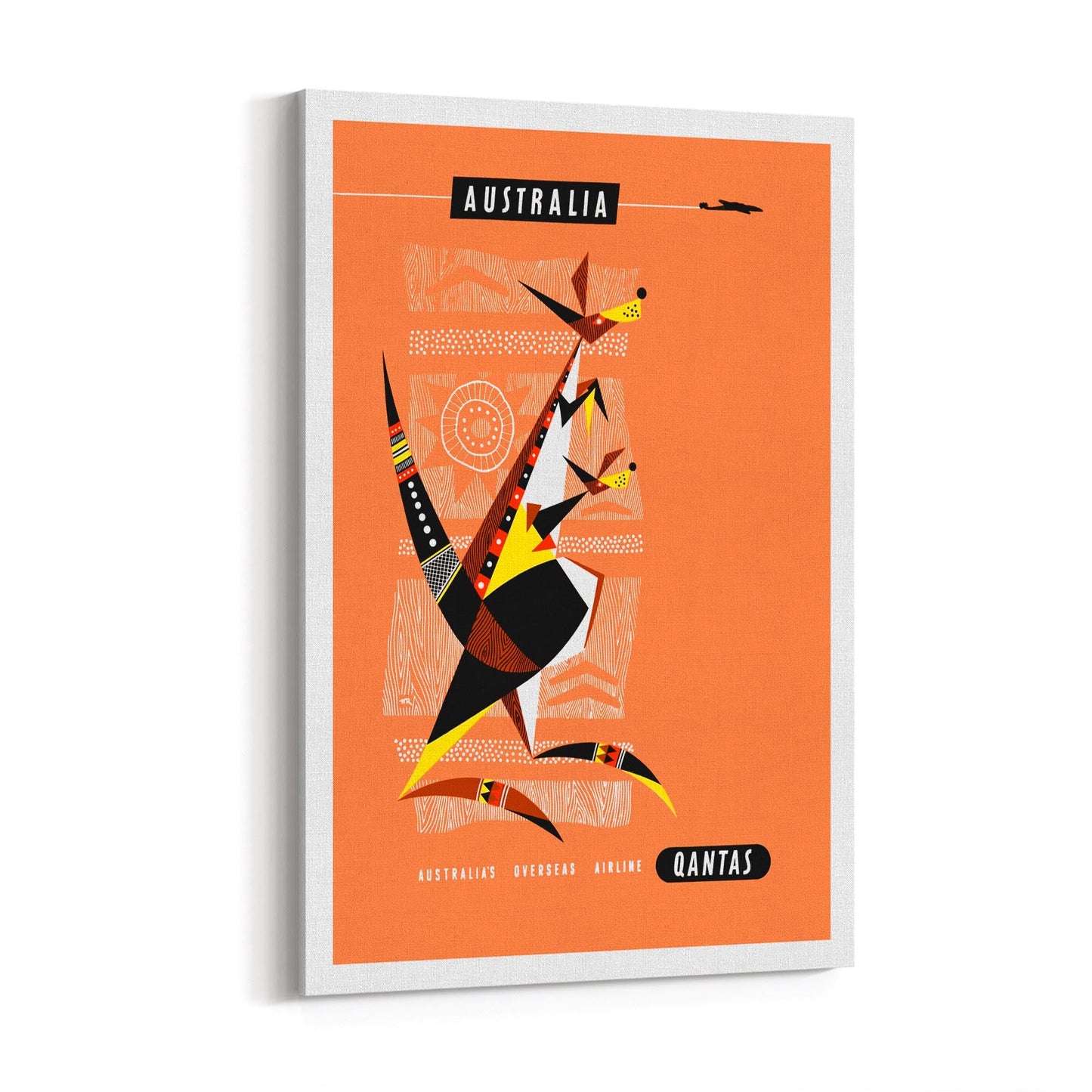 Qantas Australia Indigenous Australia | Framed Canvas Vintage Travel Advertisement