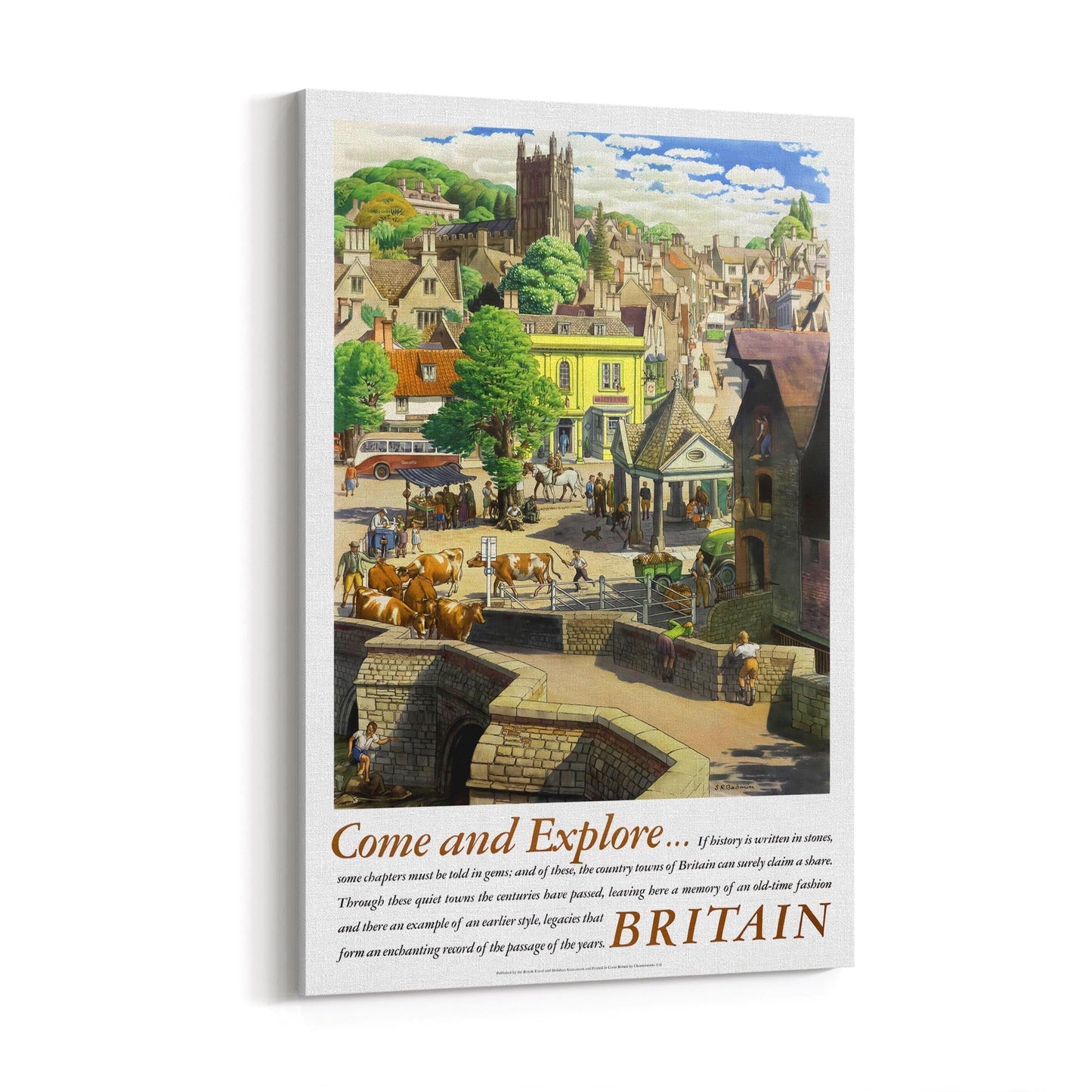 Britain's Country Towns by S.R. Badmin | Framed Canvas Vintage Travel Advertisement