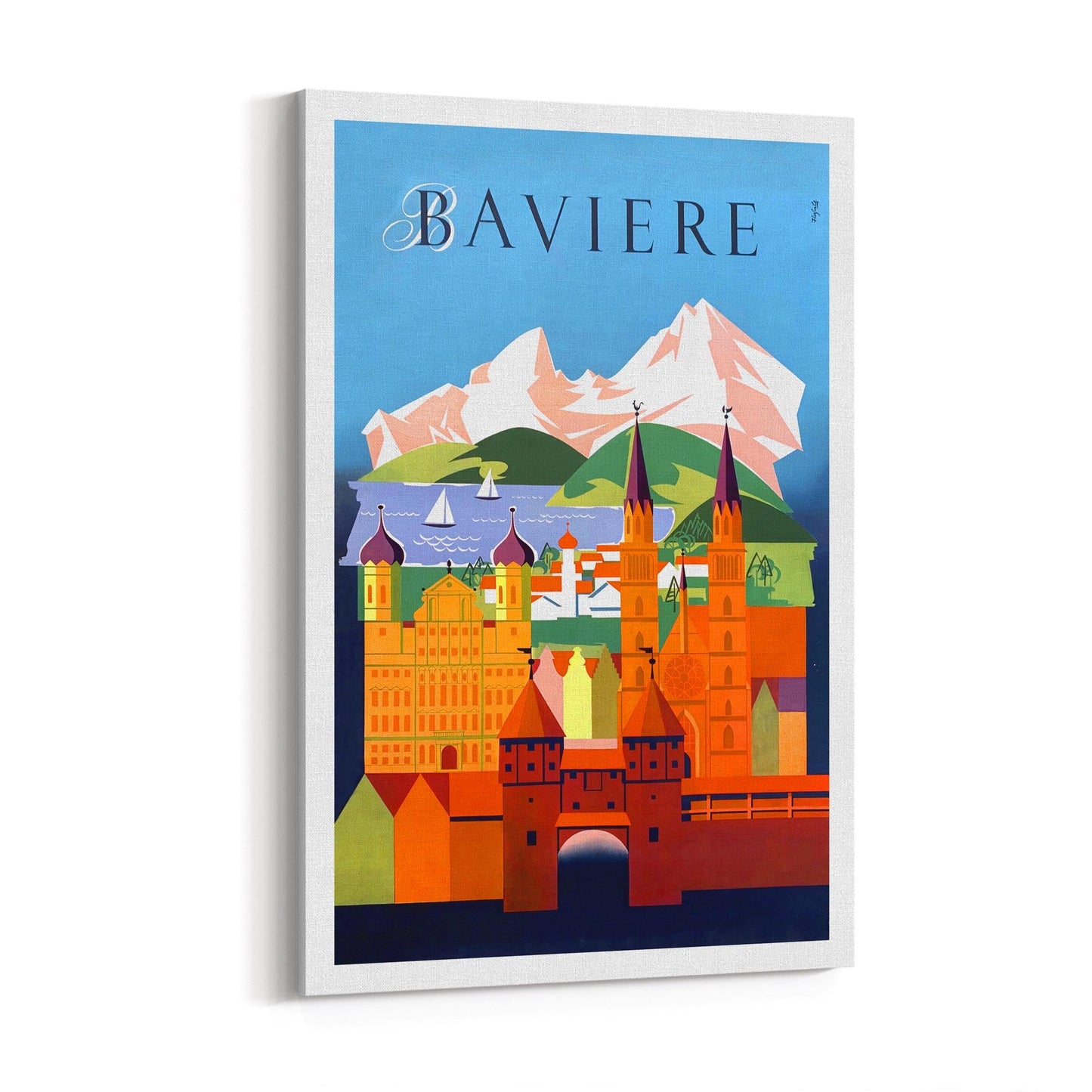 Bavaria, Germany "Baviere" by Franz Hahnle | Framed Canvas Vintage Travel Advertisement