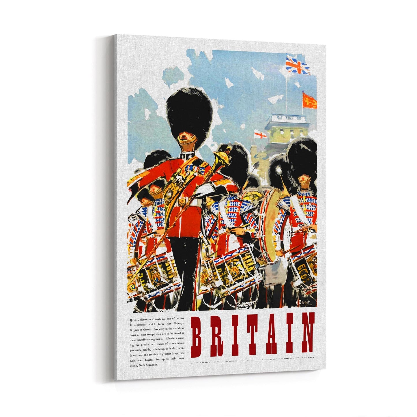 Britain's Coldstream Guards Band by A. Brenet | Framed Canvas Vintage Travel Advertisement