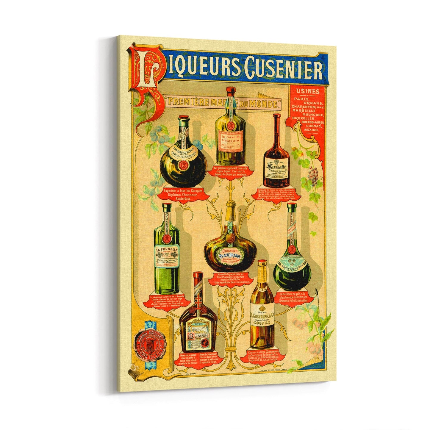 Liqueurs Cusenier | Framed Canvas Vintage French Advertisement