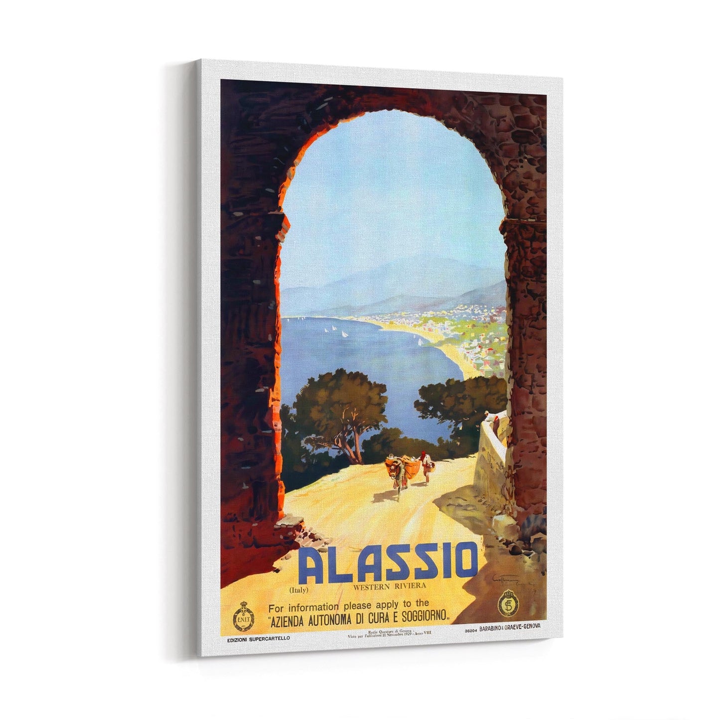 Alassio, Italy | Framed Canvas Vintage Travel Advertisement