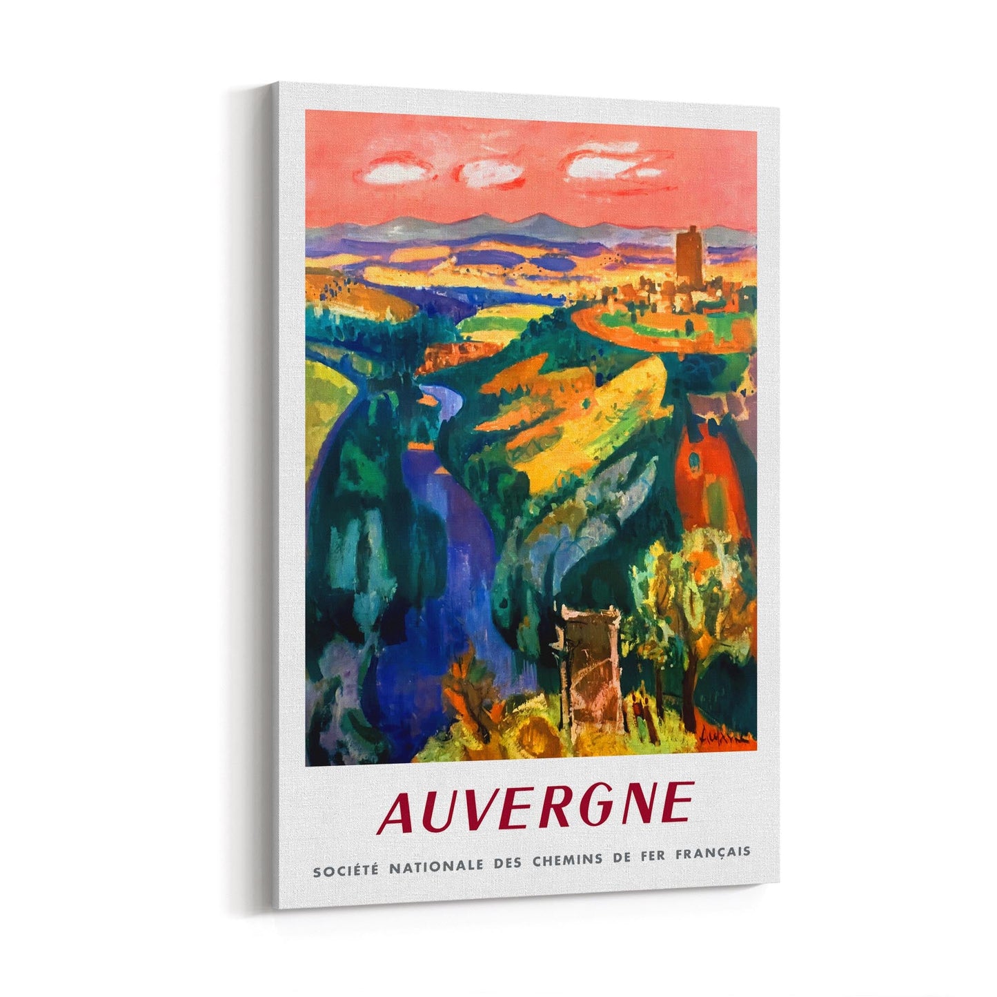 Auvergne, France - French National Railway | Framed Canvas Vintage Travel Advertisement