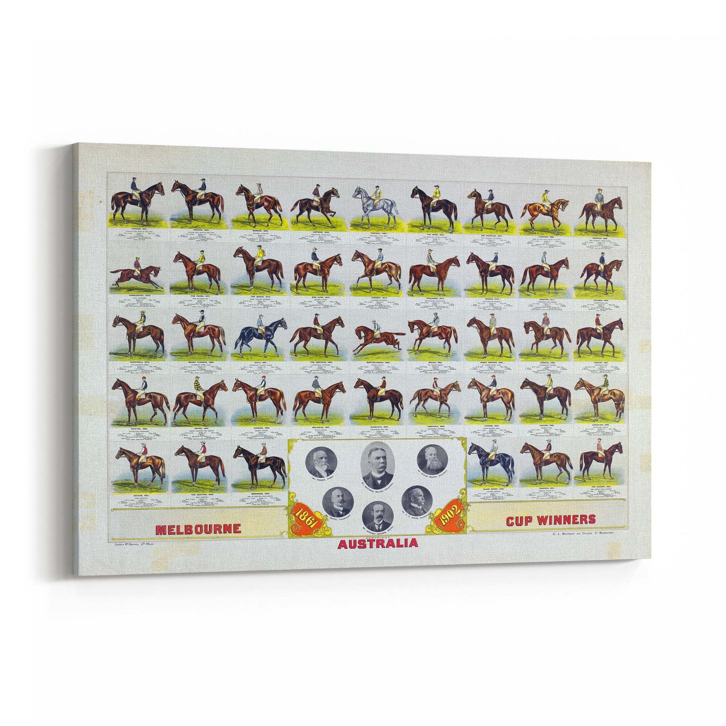 Melbourne Cup Winners 1861 to 1902, Australia | Framed Canvas Vintage Advertisement