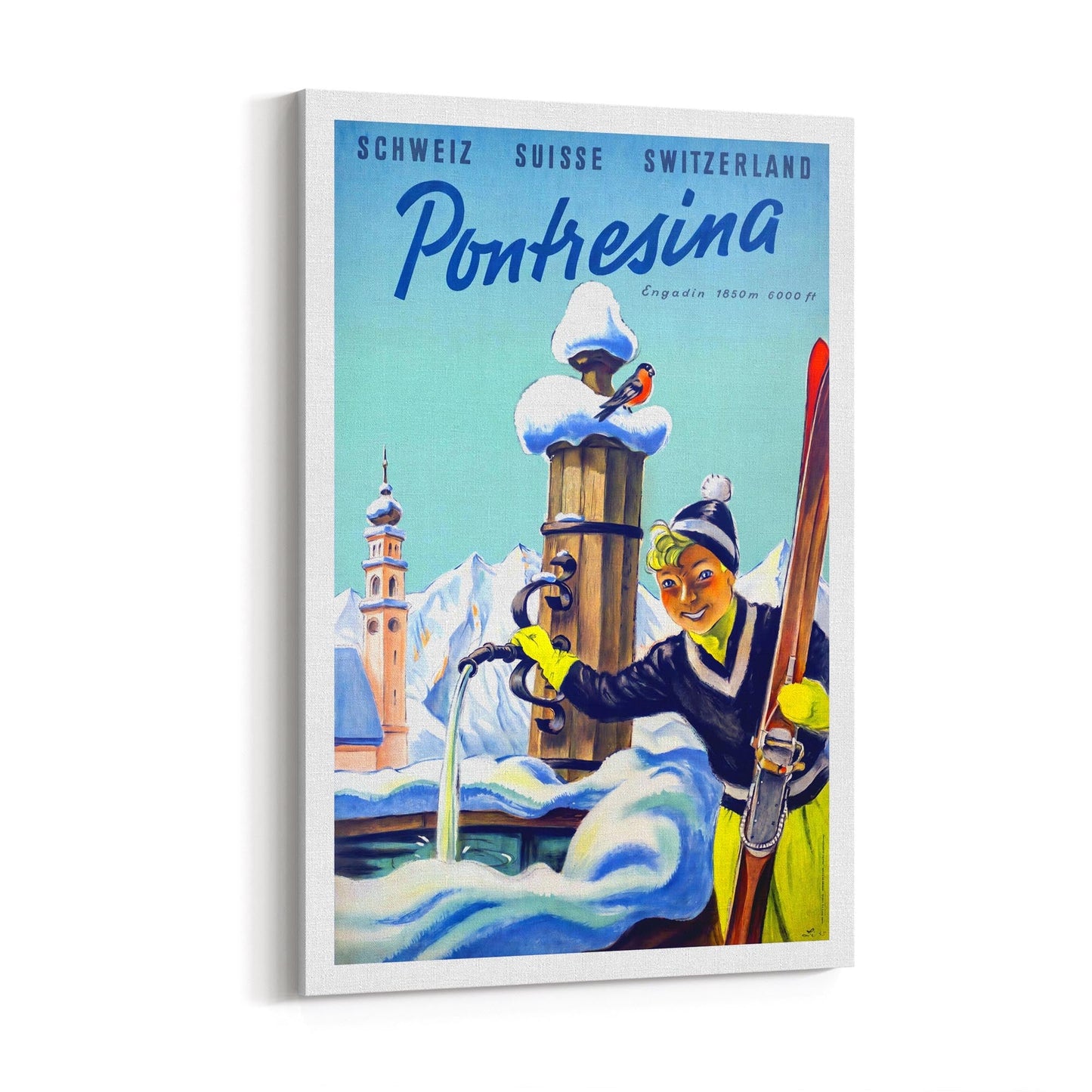 Pontresina, Switzerland | Framed Canvas Vintage Travel Advertisement