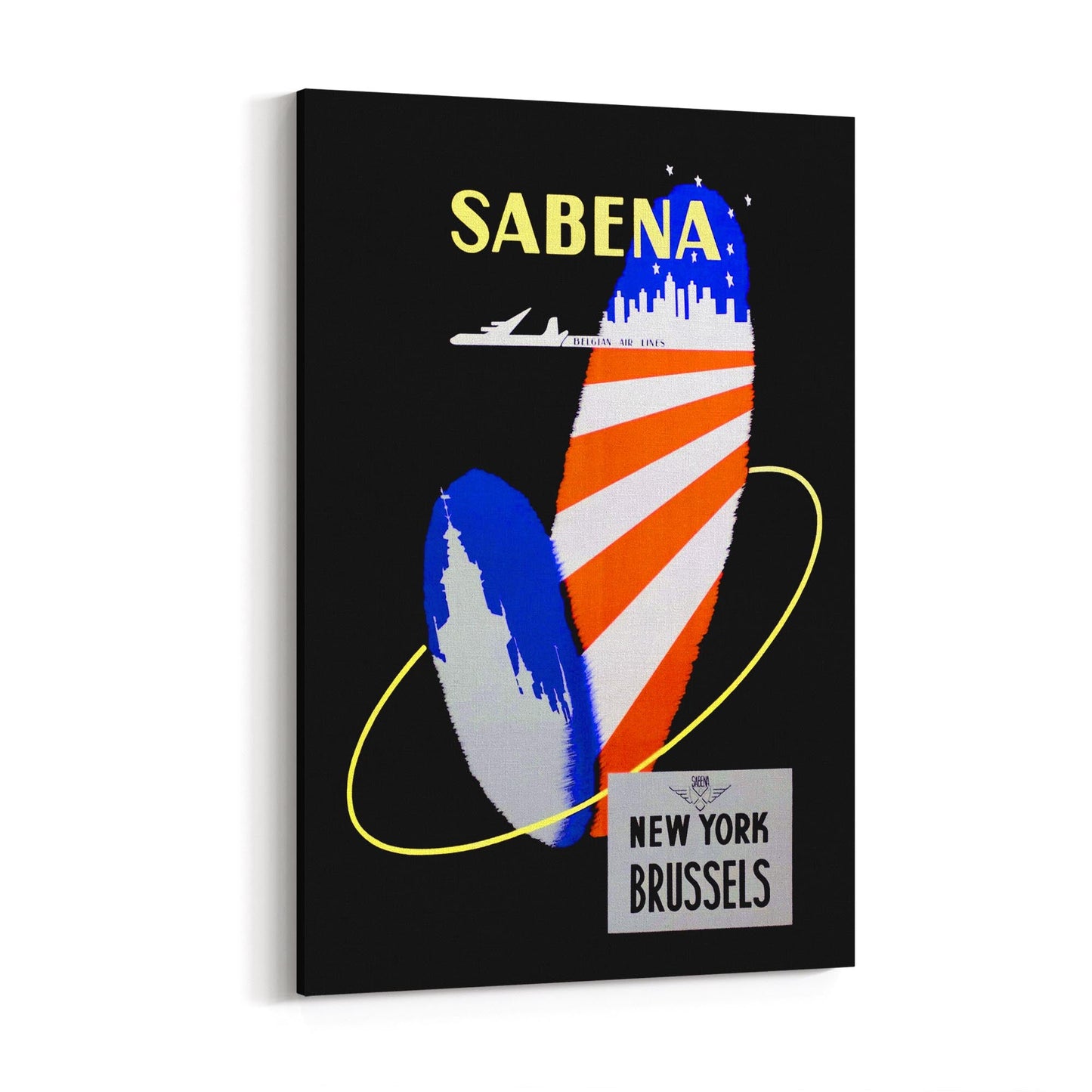 New York by Sabena Airlines | Framed Canvas Vintage Travel Advertisement