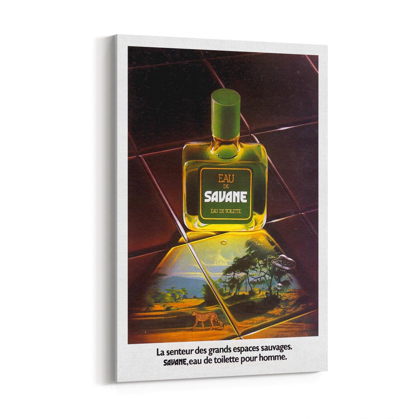 French Perfume "Eau De Savane" | Framed Canvas Vintage Advertisement